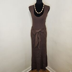 Context - Brown Sleeveless Crochet Maxi Dress (NWT), Size Medium